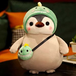 Stuffed Plush Animals 25cm Kawaii Penguin Plush Toys Lovely Penguin Turn to Dinosaur Sun Flower Dolls Stuffed Soft Pillow Doll Toys for Kids Girl Gift 231228