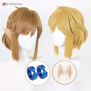 Costumi Catsuit Princess Link 29 cm Parrucche cosplay anime marroni Orecchini per orecchie Festa per capelli resistente al calore + cappuccio per parrucca