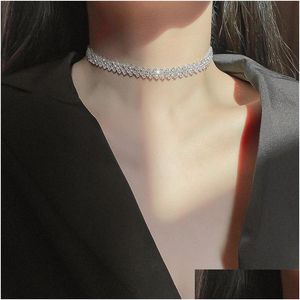 Kedjor Fashion fl Rhinestone Choker Halsband för kvinnor Geometriska kristallhalsband bröllop smycken droppleverans smycken nek dhgarden otbqw