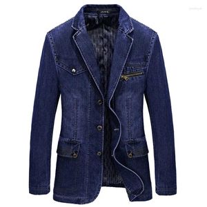 Men's Suits Denim Blazer Male Suit Jacket Coat Oversized 4XL Solid Cotton Casual Men Clothing Masculino AG805