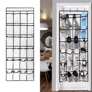 Förvaringslådor Mesh Pocket Wall Hanging Shoe Organizer Rack Over the Door Fabric Cabinet Gloor For Clothes Sundries Bag