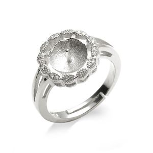 Жемчужное кольцо с круглым лицом, основа для кольца, ювелирная фурнитура, стерлинговое серебро 925 пробы, изготовление своими руками, 5 шт.252O