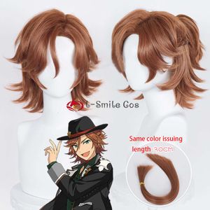 Trajes de Catsuit Jogo ES Ensemble Stars Mikejima Madara Marrom Vermelho Cosplay Rabo de Cavalo Clipe Resistente ao Calor Cabelo Halloween Anime Perucas + Peruca Cap