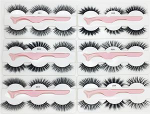 3 pairs faux mink eyelashes with tweezers New 3 Pairs set with 1pc tweezer Thick Wispy Long Fluffy Dramatic Lashes1505025