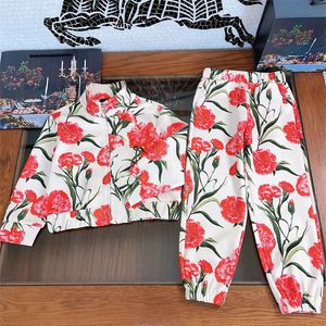 Childrens European style Kids Girls Sets Vintage Print Floral Set Fashion Designer Flowers Cotton tracksuits luxury sport outfits Childrens girl baby clothes
