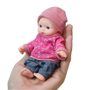 Puppen, wiedergeborene Babypuppen, fertige Mini-Puppe, 12 cm, Kleidung, Bildungsspielzeug, simuliertes Baby, wiedergeborenes Kleinkind-Set, Junge und Mädchen, blaues Auge, 231027