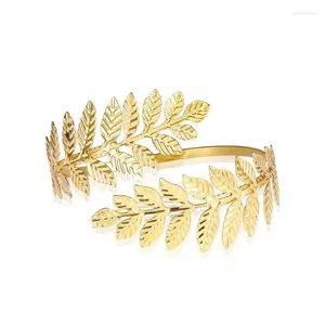 Bangle Leaf Goldsilver Color Personlighet Öppna armring Bangles för kvinnor Rostfritt stål Metall Justerbar Performance Armband Smycken