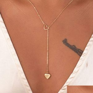 Pendant Necklaces New Fashion Trendy Womens Necklaces Jewelry Copper Heart Chain Link Necklace Gift For Women Girl Drop Deli Dhgarden Otqlk