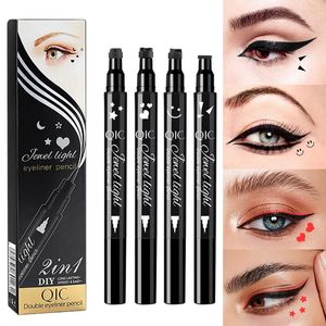 Çift başlı Star Moon Seal Eyeliner Kalem Kalp Damgası Uzun Kalıcı Göz Astar Kalem Gözleri Makyaj Araçları Su Geçirmez Pürüzsüz Eyeliner