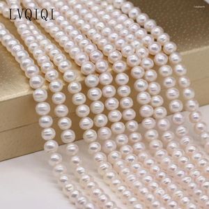 Loose Gemstones LVQIQI Natural Freshwater Pearl Beaded High Quality Round Punch Beads For Make Jewelry DIY Bracelet Necklace Accessories