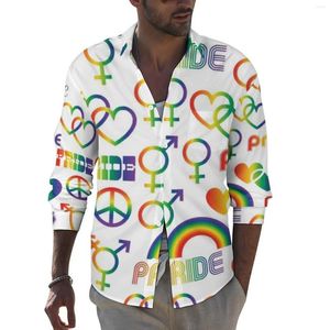 Herren Freizeithemden Gay Pride Shirt Mann LGBT Liebe Herbst Y2K Grafikblusen Langarm Neuheit Oversize Top Geburtstagsgeschenk