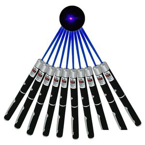 Laserpointers 405Nm Blauw Paars Laser Pointer Pen Astronomie 10 Miles 1Mw Powerf Draagbare Violet Lazer Kat/Hond Speelgoed Levering met enkele druppel Dh3Lv