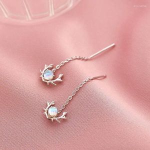 Baumelnde Ohrringe Mode Mondstein Hirsch Piercing Tropfenohrring für Frauen Mädchen Party Hochzeit Weihnachten Schmuck Eh1350