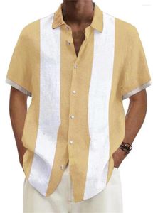 Erkekler Sıradan Gömlek Yaz Kısa Kollu Hardigan Gömlek Katı Çizgili Baskılı Polo Yaka Sokak Üstü rahat yumuşak kumaş