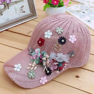 Ball Caps Elegant Women's Baseball Cap Diamond Flower Girls Snapback Hats Woman Female Mesh Summer Sun Hat