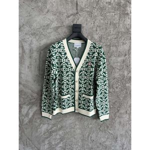 Casablanca casual malha bordado pequeno estilo perfumado cardigan de malha solto com decote em v jaqueta casablanc