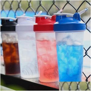 Botellas de agua Botella de agitador deportivo portátil Jugo Batido Proteína en polvo Mezclador a prueba de fugas Taza con bolas Shak Bpa Fitness Dri Dhlin