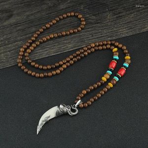 Hänge halsband mäns halsband kvinnas imitera ben tibetanska amulet fangs verklig naturlig vintage tibet vargtand charm vit brun ecru