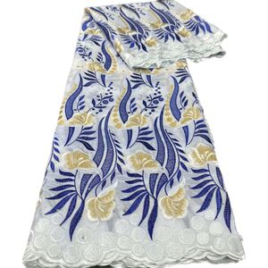 2023 bordado de alta qualidade tecido de algodão de renda voile suíço strass vestido feminino africano casamento 5 jardas recém-chegados design de estilo moderno nigeriano costura YQ-8328