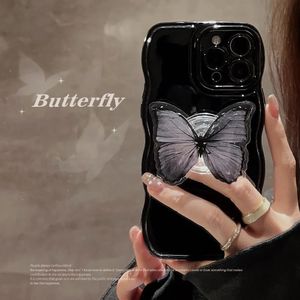 Cell Phone Cases Colorful cartoon air cushion wave+butterfly holder phone case suitable for iPhone 15 14 13 11 Pro Max TPU phone case cover new product 231026