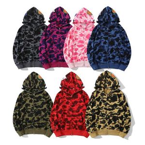 BAPE Hoodie Designer Mens Full Zip Up Shark Hoodies Woman Camouflage Jacket Missa inte rabatten i den här butiken Double 11 Shop Fracture KQJS