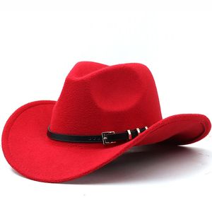 Geniş Kötü Şapkalar Kova Klasik Kemer Band Yün Felt Jazz Fedora Hat Kadın Unisex Panama Partisi Trilby Cowboy Cap Erkekler Beyefendi Düğün 231027