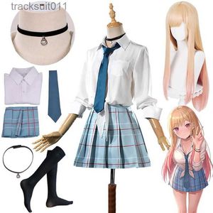 Costumi anime Marine Kitaga Cosplay Come Wig Anime My Dress Up Darling Kitaga Marine JK Gonna uniforme scolastica Halloween Comes Women L231027