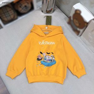 Luxo bebê hoodie confortável tecido crianças camisola tamanho 100-160 padrão dos desenhos animados impressão crianças pulôver oct25