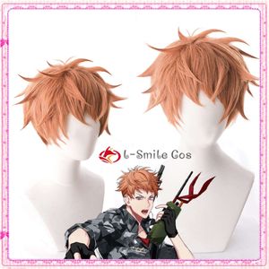 Catsuit Costumes Division Rap Battle Hypnosis MIC Busujima Meison Riou Orange Brown Cosplay Short Fluffy Layered Anime Wigs + Wig Cap