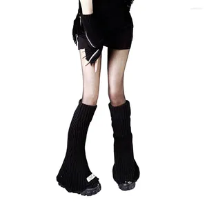 Women Socks Xingqing Knit Aesthetic Harajuku Flared Knee High Boot Cuffs Japanese Style Slouch Accessories