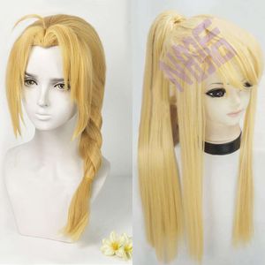 Catsuit Costumes Edward Elric Long Braided Anime Fullmetal Alchemist Winry Rockbell Heat Resistant Cosplay Hair Wigs + Wig Cap