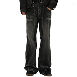Men's Pants 2023 Autumn Retro Design Niche Jeans High-Grade Deconstruction Bell-Bottom Trousers Women