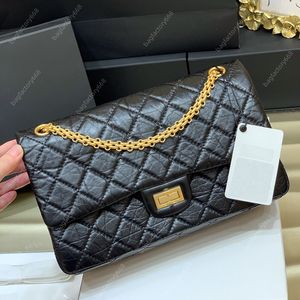 10A Top Quality Classic Woman Bolsa de Ombro 2.55 Plain Black Gold Fivela Bolsa 24cm Sacos de Corrente de Couro Designer Bag Luxury Lady Crossbody Bag Moda com Caixa C013