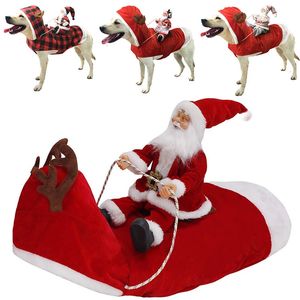 Dog Apparel Christmas Dog Costume Santa Claus Riding Pet Cosplay Costumes Party Dogs Outfit for Small Medium Large Dogs Santa Pet Clothes 231027