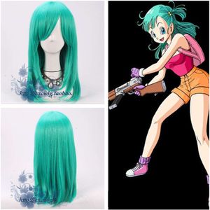 Catsuit Costumes Dragoll Cosplay Bulma Buruma 55cm Long Green Blue Synthetic for Adult Anime Heat Resistant Hair Wigs + Wig Cap