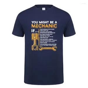 Мужские футболки You Might Be A Mechanic If Shirt Летние женские и мужские футболки с короткими рукавами и забавными подарками Классические футболки Хлопковые футболки Топы