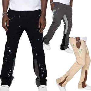 Men s Pants high quality trousers pants fleece joggers flared sweatpants men stacked sweat 231027