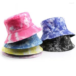 Berets chapéu de verão feminino reversível viseira de sol pesca tie-dye bonés masculinos balde ao ar livre viagem protetor solar pescador