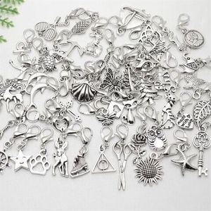 Whole - MIC IN STOCK 100 Pcs lot Mixed Charms pendant lobster Clasp Dangle For Bracelet Jewelry Making findings305e