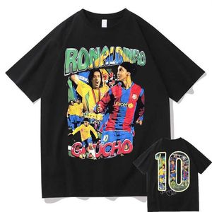 Men's T-Shirts Marino Morwood Ronaldinho Double Sided Graphic Tshirt Male Hip Hop Tee Oversized T Shirt Streetwear Men Fashio237t