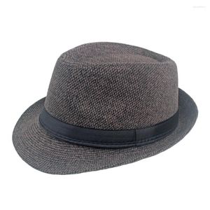 Berets szary czarny fedora hat klasyczny szeroki rdzeń mężczyzn solidny tata męski tata vintage top jazzowy jesienny zimowy melonik sombrero filc czapka