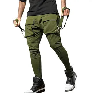 Calças masculinas homem harem y2k tático militar carga macacão calças zíper grande bolso cor sólida esportes pant presente meia