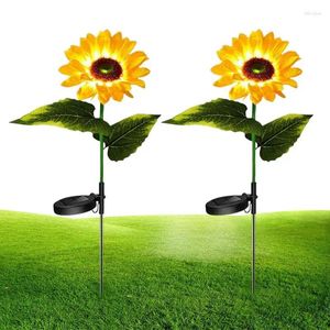 Garden Decorations Outdoor Solar Stake Lights 2 Packs Upgrade Powered Sunflower LED Sunflowers Waterproof Decorative