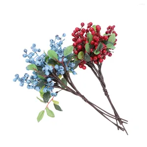 Kwiaty dekoracyjne 10pcs sztuczne jagody Symulacja LifeLike Blueberry z łodygami jagody