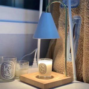 テーブルランプテマーモダンなクリエイティブランプシンプルな木製キャンドルデスク照明ホームベッドルームの装飾のためのLED
