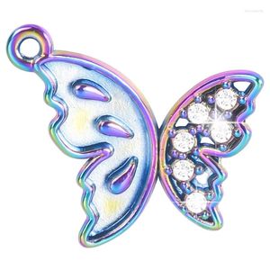 Pendant Necklaces 10PCS Vintage Butterfly Charm Be Set Rhinestone Alloy Accessories DIY For Jewelry Making Crafts Wholesale Bulk Colgante