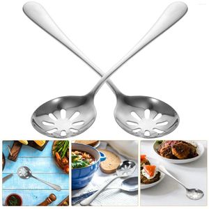 Forks 2 Pcs Stainless Steel Colander Cookware Ergonomic Slotted Spoons Perforation Metal Small Household Serving Utensils