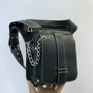 Taillentaschen Moto Biker Fanny Packs für Damen Luxus-Designer-Handtasche und Geldbörsen 2023 in PU-Litschi-Textur Kette Rock Small