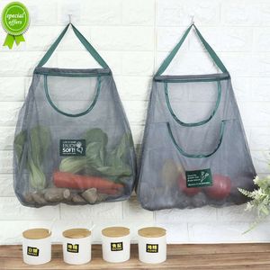 Saco de rede de armazenamento de frutas e vegetais de cozinha reutilizável pendurado saco de malha portátil saco de armazenamento para gengibre alho batatas cebolas