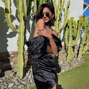 Casual Dresses Off Shoulder Black Dress Mini BodyCon Elegant For Women Sexig Satin Women's Custom Made Made